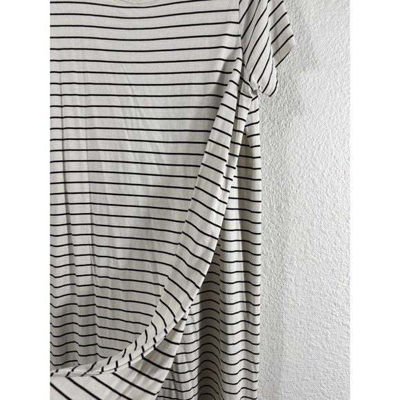 black and white striped maternity dress Long Sleeve Rib Knit Mini Dress